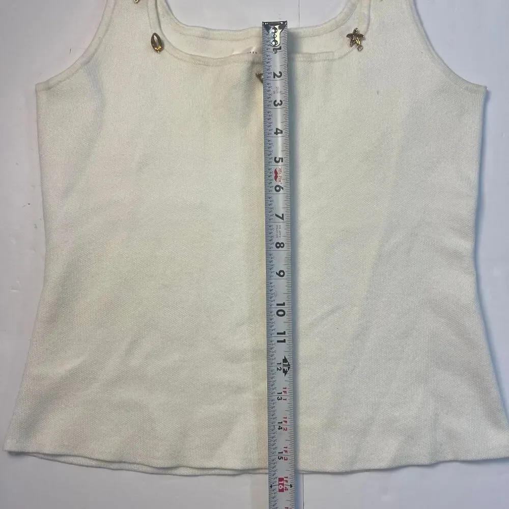 Lauren Conrad Cream Tank Top Gold Starfish & Shell Women’s S Nautical